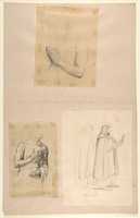 Free download a. Study for Clovis (middle register); b. Study for Clovis (middle register); c. St. Dominic and another Friar, after Fra Angelico; (studies for wall paintings in the Chapel of Saint Remi, Sainte-Clotilde, Paris, 1858) free photo or picture to be edited with GIMP online image editor