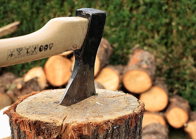 Free download axe wooden block chop wood firewood free picture to be edited with GIMP free online image editor