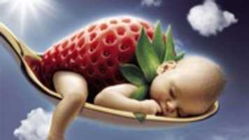 Free download Baby Strawberry Funny 1366x768 free photo or picture to be edited with GIMP online image editor