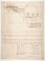 Free download Basilica Ulpia, cornice, elevation profile with ornamental detailing; Domus Turciorum, entablature, elevation profile (recto) Domus Turciorum, elevation, perspective (verso) free photo or picture to be edited with GIMP online image editor