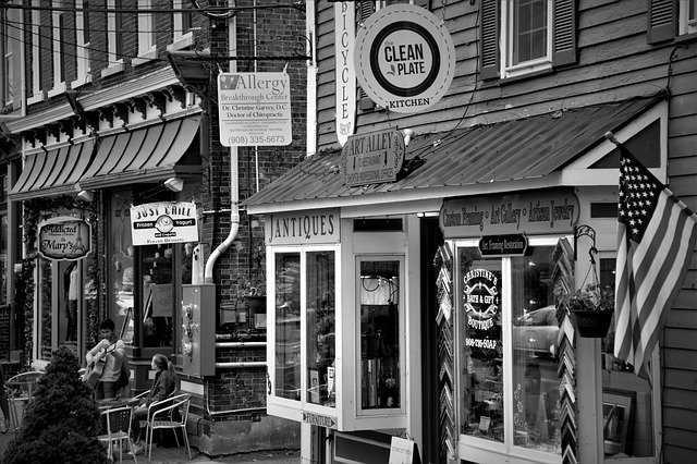 Free download black and white main street town free picture to be edited with GIMP free online image editor