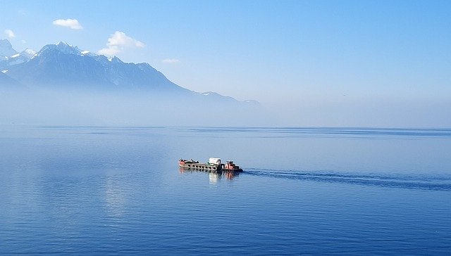 Free download boat lake barge landscape foggy free picture to be edited with GIMP free online image editor