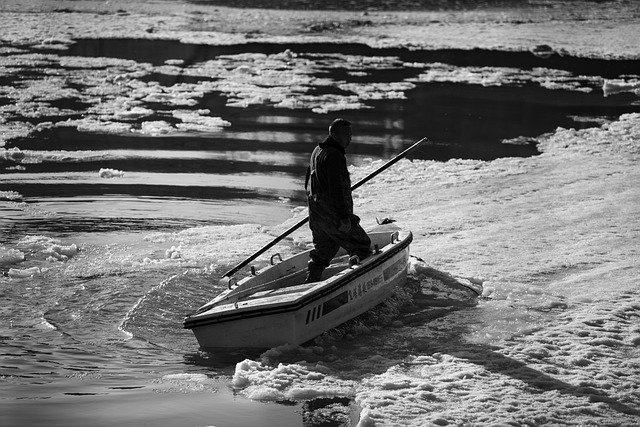 Free download boat worker ice frozen spring free picture to be edited with GIMP free online image editor