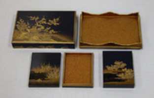 Free download Box with Design of a Plum Tree and Pine free photo or picture to be edited with GIMP online image editor