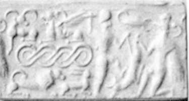 Free download Cylinder seal and modern impression: male and griffin demon slaying animal; terminal: animal attack scenes, guilloche free photo or picture to be edited with GIMP online image editor