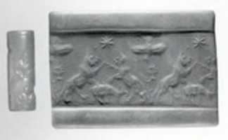 Free download Cylinder seal and modern impression: rampant lions over grazing ram free photo or picture to be edited with GIMP online image editor