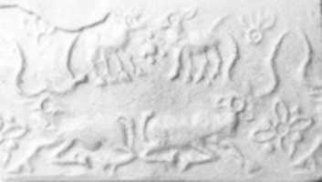 Free download Cylinder seal and modern impression: two horned animals, rosettes free photo or picture to be edited with GIMP online image editor