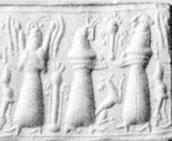 Free download Cylinder seal: animal-headed divinities with prey free photo or picture to be edited with GIMP online image editor