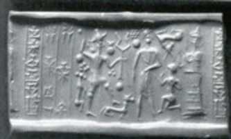 Free download Cylinder seal: god with mace and suppliant goddess free photo or picture to be edited with GIMP online image editor