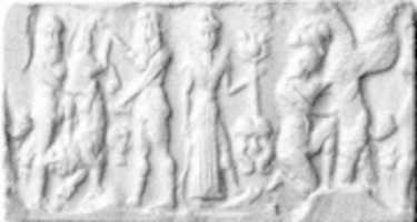 Free download Cylinder seal: heroes and animals in combat, head of the monster Humbaba free photo or picture to be edited with GIMP online image editor