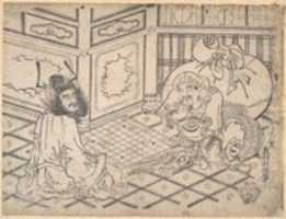 免费下载 Daikoku 和 Shoki Playing Chess 免费照片或图片，可使用 GIMP 在线图像编辑器进行编辑