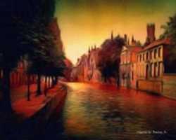 Free download Digital Oil Painting of a Bruges Canal free photo or picture to be edited with GIMP online image editor