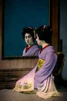 Free download Digital Oil Painting of a Japanese Woman Sitting before a Mirror free photo or picture to be edited with GIMP online image editor