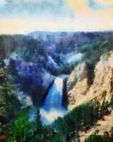 Free download Digital Oil Painting of a Waterfall in the Yellowstone National Park free photo or picture to be edited with GIMP online image editor