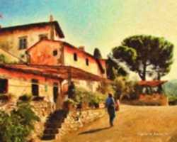 Free download Digital Oil Painting of the Front of the Villa Vignamaggio in Greve free photo or picture to be edited with GIMP online image editor