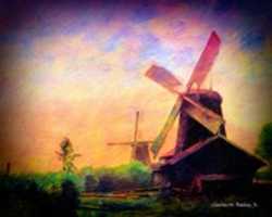 Free download Digital Oil Painting of Two Windmills in Dordrecht free photo or picture to be edited with GIMP online image editor