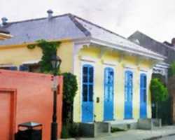 Free download Digital Watercolor Painting of a French Quarter Yellow Shotgun House in New Orleans free photo or picture to be edited with GIMP online image editor