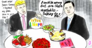 Free download Donald Trump James Comey Dinner  Political Cartoon free photo or picture to be edited with GIMP online image editor