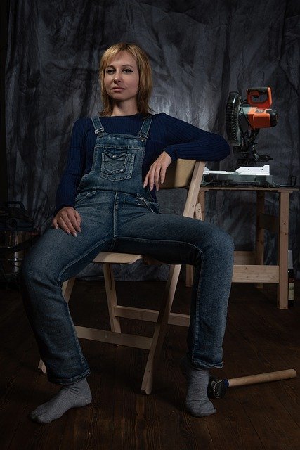 Free download female worker denim jumpsuit builder free picture to be edited with GIMP free online image editor