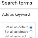 Google Ads "Add as Keyword" Match Type Helper  screen for extension Chrome web store in OffiDocs Chromium