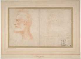 Free download Head of a Bearded Man in Profile to Left (Portrait of Giorgio Anselmi); Faint Sketch of a Skull-like Head. free photo or picture to be edited with GIMP online image editor