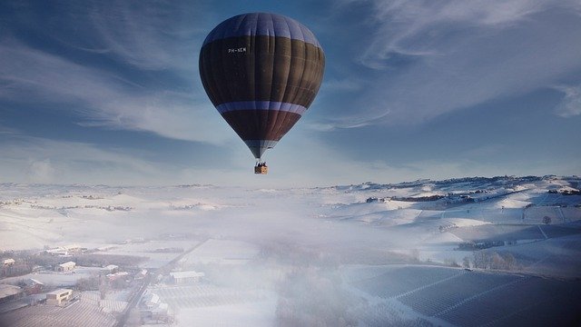 Free download hot air balloon mountains sky fog free picture to be edited with GIMP free online image editor