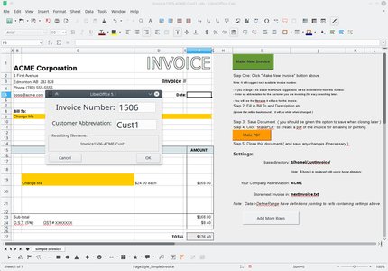 Template Microsoft JustInvoice - simple automatic invoice generation for OffiDocs