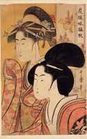 Free download Kitagawa Utamaro, Two Beauties With Bamboo free photo or picture to be edited with GIMP online image editor