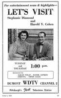 Free download Lets Visit Ad (Pittsburgh, WDTV, 1953) free photo or picture to be edited with GIMP online image editor