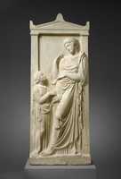 Free download Marble grave stele of a young woman and servant free photo or picture to be edited with GIMP online image editor