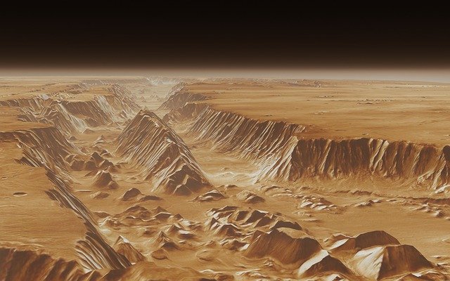 Free download mars crater planet canyon cliff free picture to be edited with GIMP free online image editor