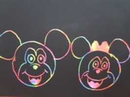 Free download Mickey Mouse and Minnie Mouse on a Rainbow Scratch Pad free photo or picture to be edited with GIMP online image editor