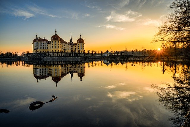 Free download moritz castle dresden saxony sunset free picture to be edited with GIMP free online image editor