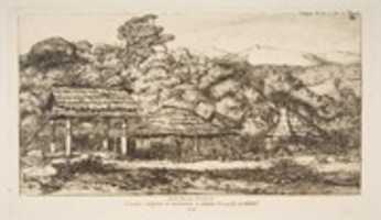 Free download Native Barns and Huts at Akaroa, Banks Peninsula, 1845 free photo or picture to be edited with GIMP online image editor