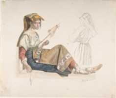 Free download Neapolitan Woman (recto); Study for an Interior (verso) free photo or picture to be edited with GIMP online image editor