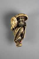 Free download Netsuke of a Man Wearing a Large Hat, Carrying a Demon on His Back free photo or picture to be edited with GIMP online image editor