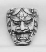 Free download Netsuke of Mask of a Man with Open Mouth and Curly Hair free photo or picture to be edited with GIMP online image editor