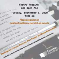 Free download Newton Free Library  Poetry Series: Poster for first Virtual Reading  Sept. 2020 free photo or picture to be edited with GIMP online image editor