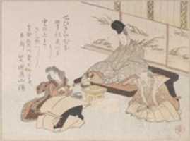 Free download Nobleman Receiving a Kyoka (Humorous Poem) from Shibanoya Sanyo, a Master of Kyoka free photo or picture to be edited with GIMP online image editor