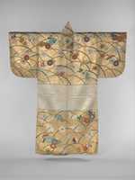 Free download Noh Robe (Nuihaku) with Design of Butterflies, Chrysanthemums, Maple Leaves, and Miscanthus Grass free photo or picture to be edited with GIMP online image editor