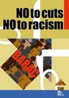 Free download No to cuts No to Racism Poster free photo or picture to be edited with GIMP online image editor