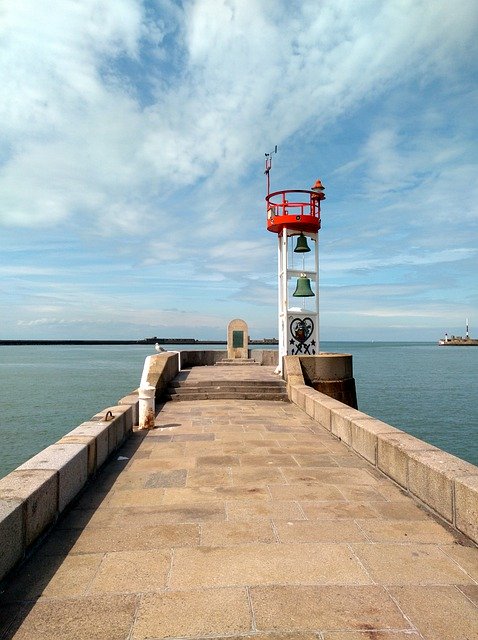 Free download ocean pier bell tower jetty france free picture to be edited with GIMP free online image editor