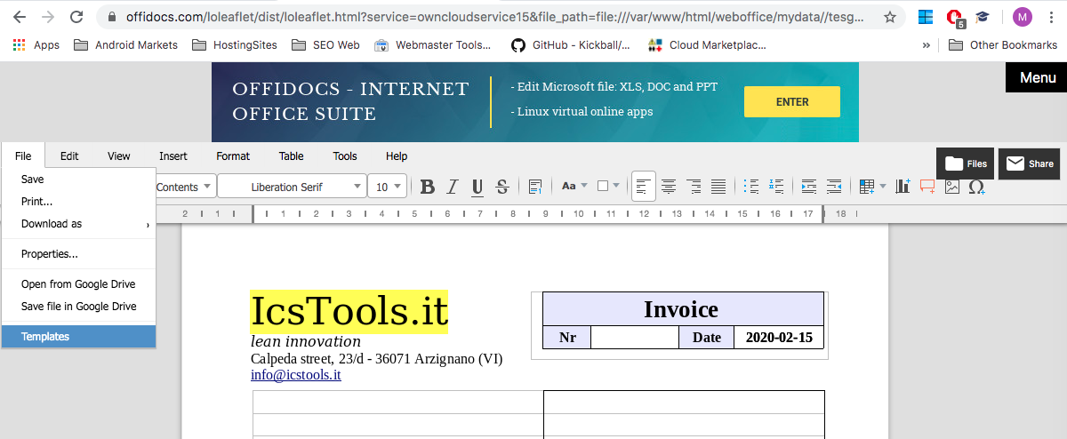 Verwenden Sie Microsoft Word-Vorlagen mit OffiDocs