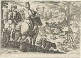 Free download Ostrich Hunt from a Set of Ten Hunting Scenes (1609) free photo or picture to be edited with GIMP online image editor