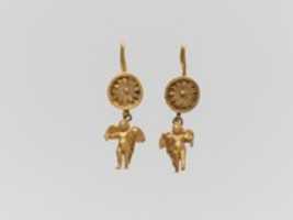 Free download Pair of gold disk earrings with pendant Erotes free photo or picture to be edited with GIMP online image editor