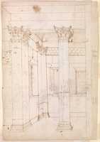 Free download Pantheon, entablature and column pilaster capital, projection; rosette, details; capital profile; base, profile; pilaster, plan (recto) Pantheon, rectangular niche, perspective (verso) free photo or picture to be edited with GIMP online image editor