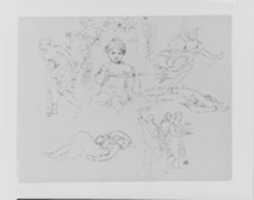 Free download Portrait of Girl in Flower Bower, Walking Draped Female Figure, Angel, Dead Mother and Child, Three Draped Figures (from Sketchbook) free photo or picture to be edited with GIMP online image editor