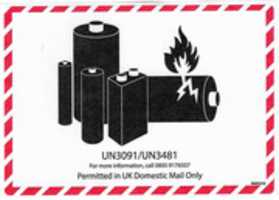 Free download Postage Battery Warning Label (UK) - UN3091/UN3481 - Domestic Mail free photo or picture to be edited with GIMP online image editor