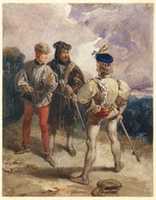 Free download Quentin Durward and the Disguised Louis XI (recto); Study of male figure (verso) free photo or picture to be edited with GIMP online image editor