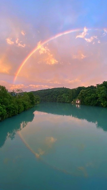 Free download rainbow water reflection river free picture to be edited with GIMP free online image editor